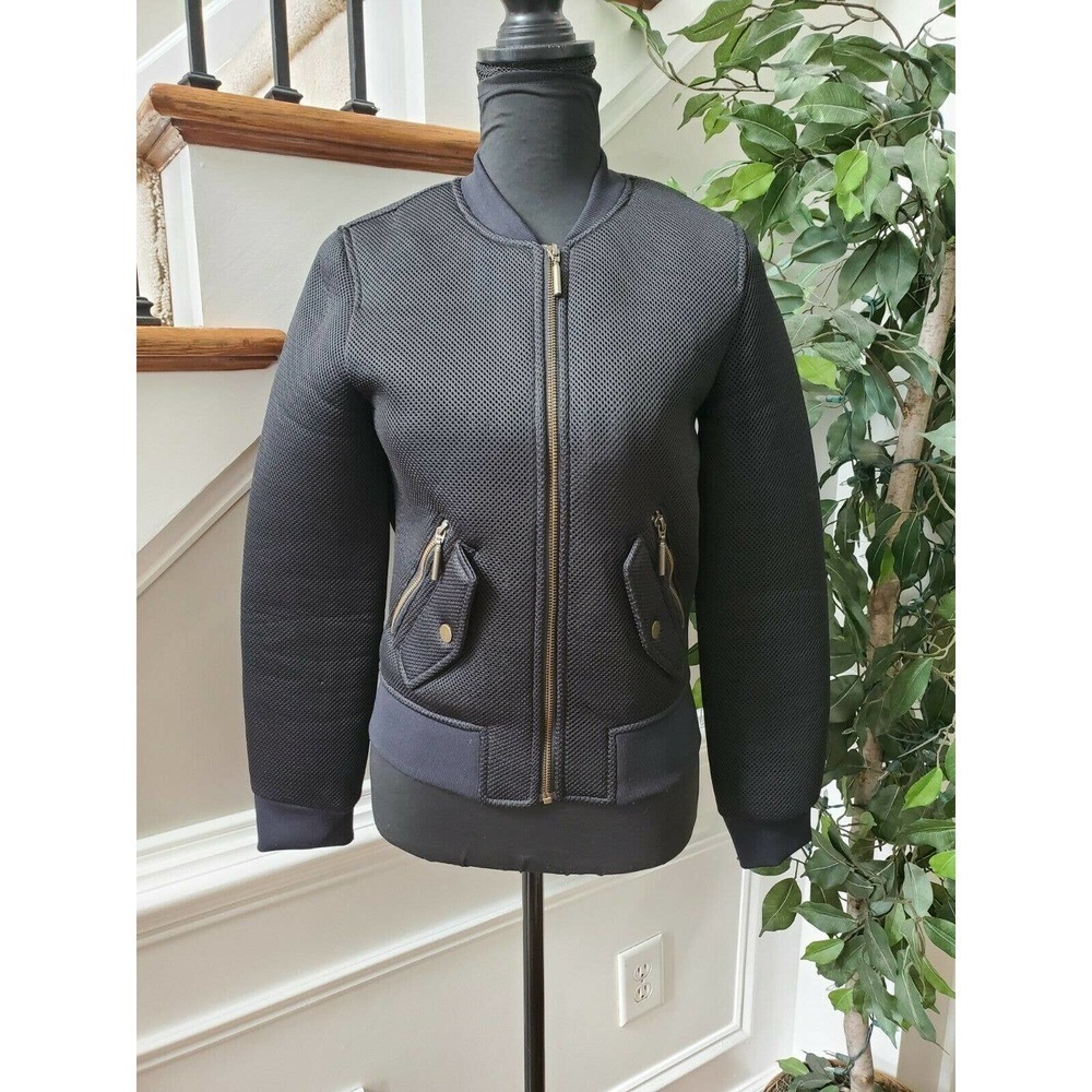 Intropia Womens Black 100% Polyester Long Sleeve Front Full Zip Casual Jacket 34
